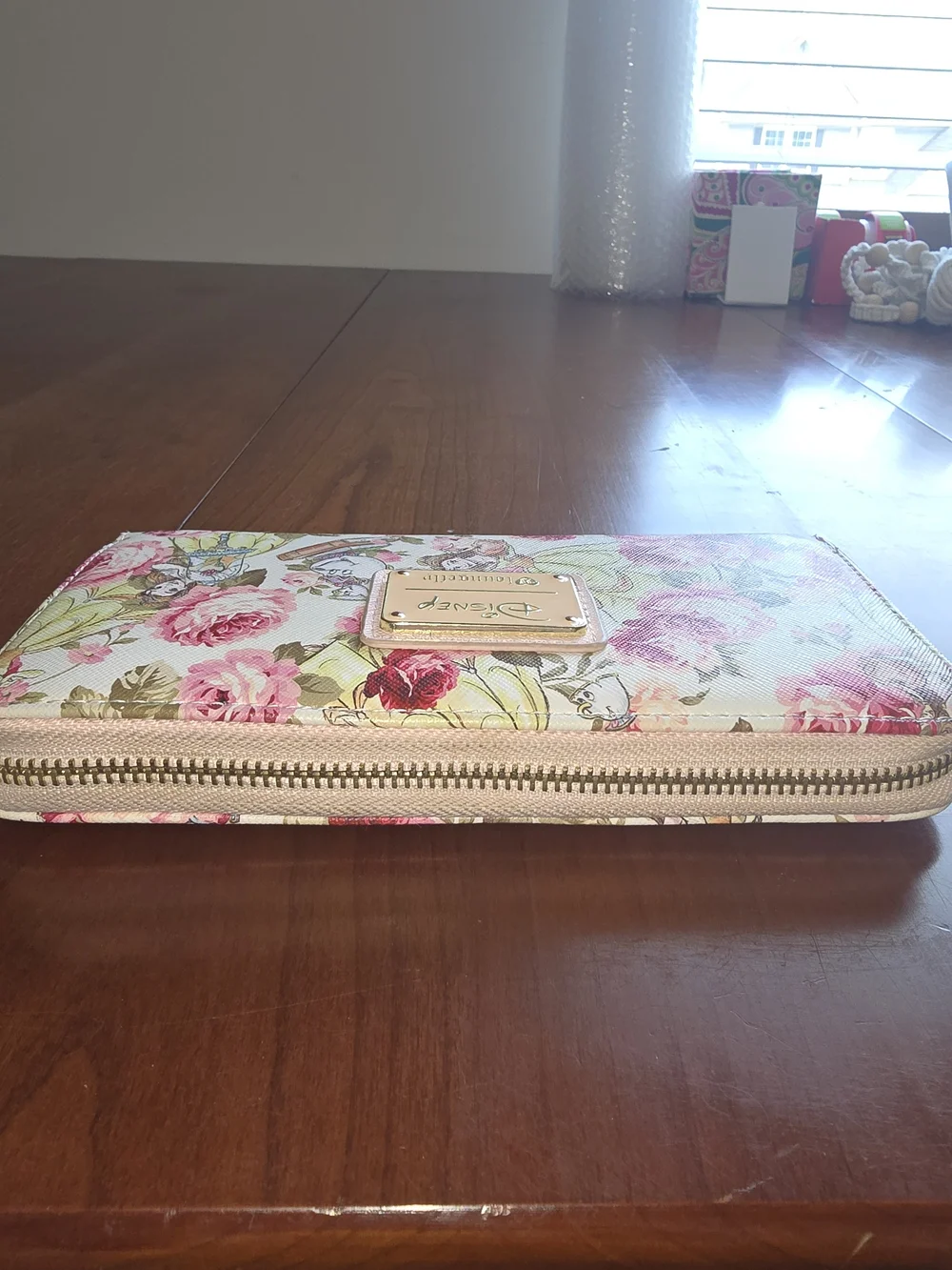 Disney Loungefly Belle Floral Zip Wallet - EUC - Beauty And The Beast
